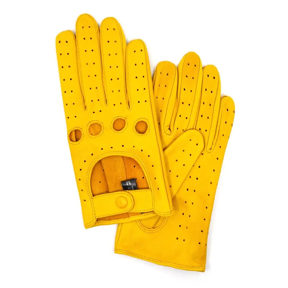 Yellow(lambskin) Женские перчатки Harssidanzar с сенсорным экраном, Роскошные итальянские перчатки из овчины, кожаные перчатки для вождения, без подкладки, в винтажном стиле - Цвет: Yellow(lambskin)