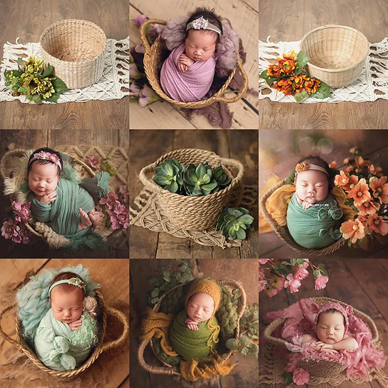 Реквизит для фотосъемки малышей студийный тканый аксессуар корзина реквизит