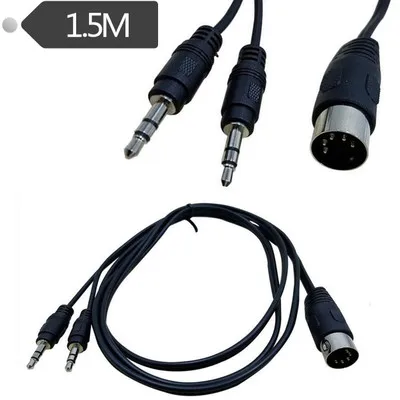 

5 Pin DIN Plug Male to Dual 3.5MM TRS SmartPhone AUX Headphone Stereo Jack Adapter Input Cable 1.5m