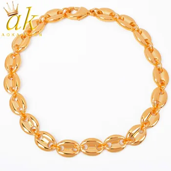 

Smooth surfacer Men's Cuban Link Chain 12MM Cooper Gold Cuban Bracelet for Men Hip Hop Jewelry Iced Out Cubic