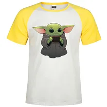 Bebê yoda o mandaloriano t camisa star wars camiseta a criança flutuante pod filme homme asiático tamanho t topos de algodão(China)