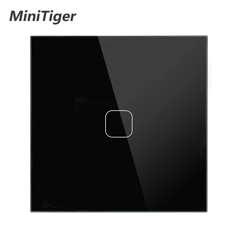 Minitiger ЕС Стандартный сенсорный выключатель 1 банда 1 способ настенный светильник сенсорный экран переключатель кристалл стеклянная панель с светодиодный - Цвет: Черный
