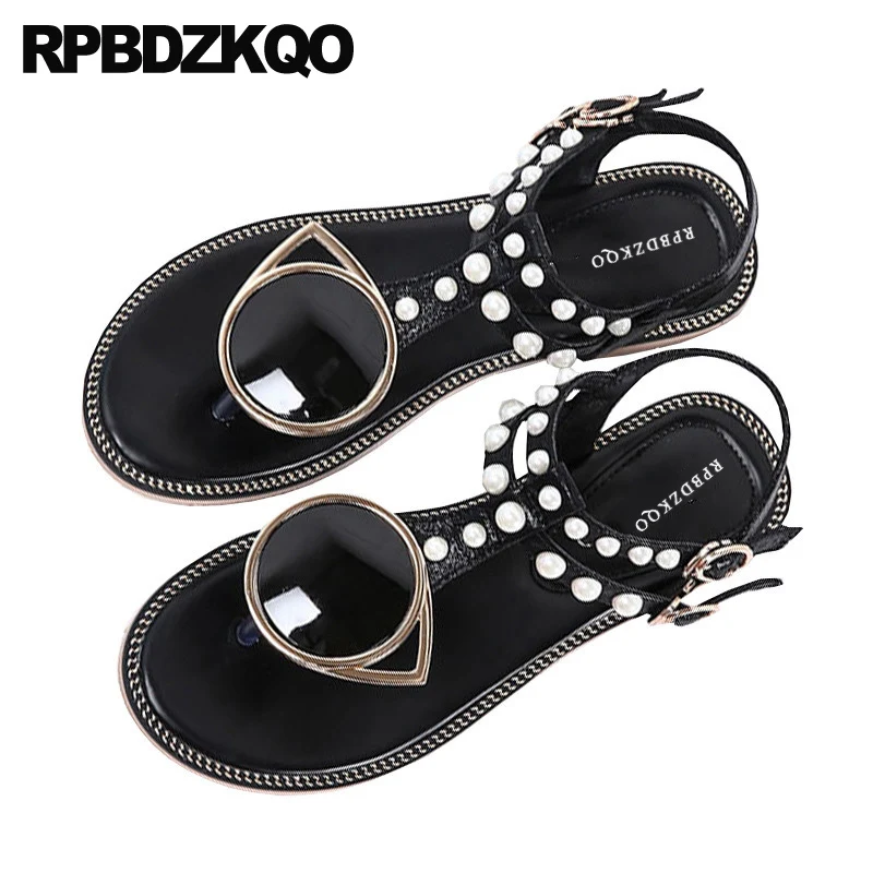 Rivet Black Stud Designer Slingback White High Quality Flat Shoes Sandals Leisure Fashion Bohemia Style Women Thong Beach 2021 | Обувь