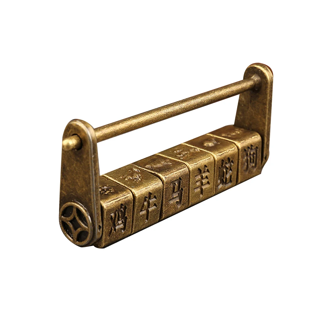 

Large Zodiac Hardware Zinc Alloy Anti Theft Chinese Vintage Antique Door Cabinet Password Lock Jewelry Box Padlock Gift Keyed