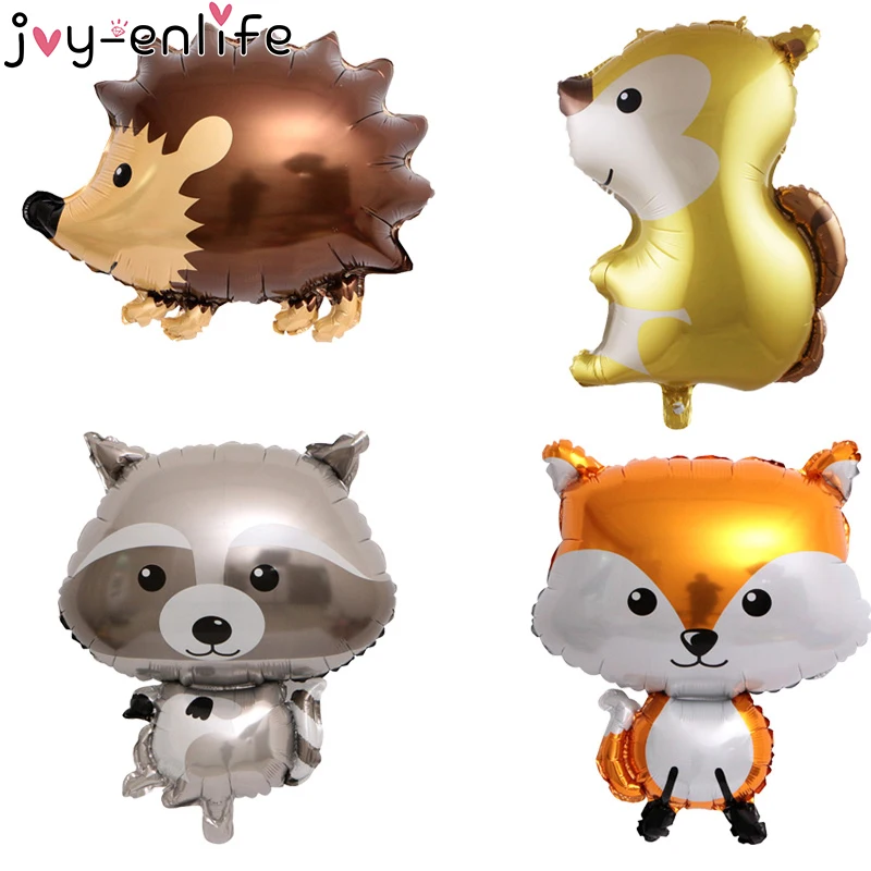 

JOY-ENLIFE1Pc Large Jungle Hedgehog Fox Raccoon Balloons Cartoon Animal foil Balloon Birthday Safari Party Decor Kids Toys
