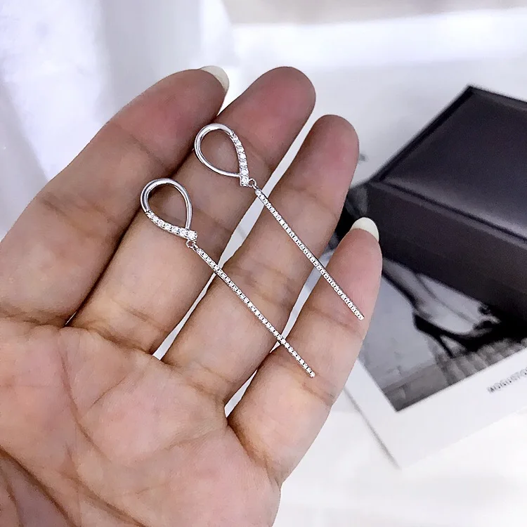 Серьги из стерлингового серебра 925 пробы Модные полые капельки воды вертикальные Длинные серьги милые модные дикие женские серебряные серьги ювелирные изделия