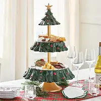 Soporte de árbol de Navidad para aperitivos, mesa de postre, plato de fruta, soporte de pastel de doble capa, plato de dulces para fiesta en casa, bandeja de aperitivos, decoración de Navidad