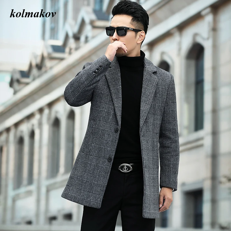 New Arrival Autumn and Winter Style Men Boutique Woolen Coat High Quality Plaid Wollen Trench Men's Leisure Woolen Blends M-4XL New Arrival Autumn and Winter Style Men Boutique Woolen Coat High Quality Plaid Wollen Trench Men's Leisure Woolen Blends M-4XL