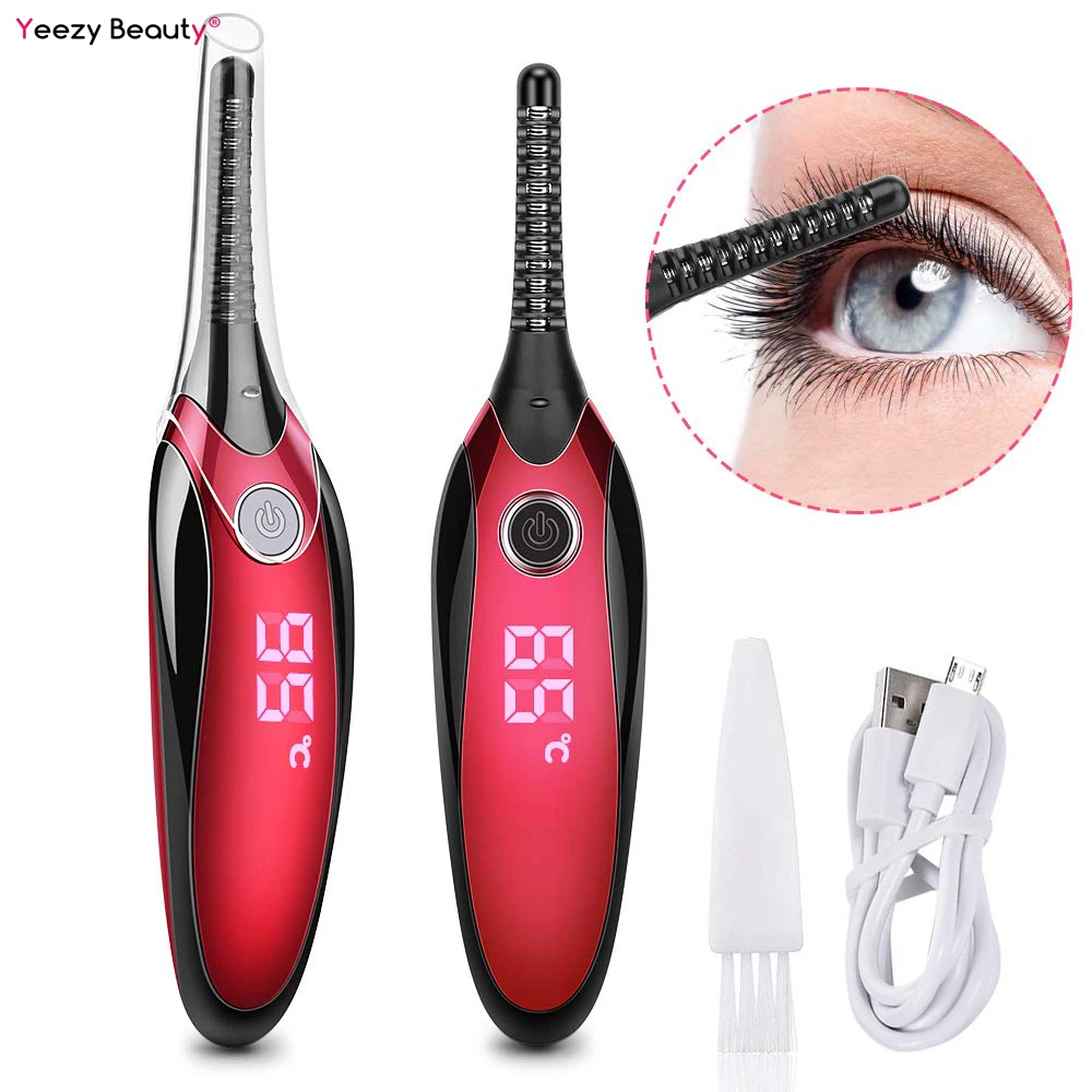 

Electric Heated Eyelash Curler USB Rechargeable Eyelashes Curlers 4 Temperature Gears Digital Display Long Lasting Makeup Tool