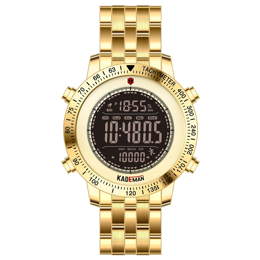 Новые роскошные мужские спортивные часы счетчик шагов цифровые часы 3ATM полностью стальные модные наручные часы лучший бренд KADEMAN Relogio K849 - Цвет: K849-GOLD