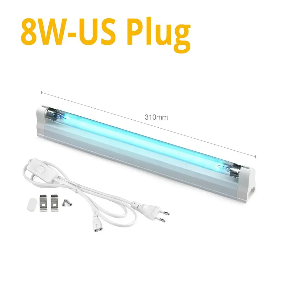 8W 110V with US Plug Ультрафиолетовая УФ лампа кварцевая бактерицидная лампа UVC озоновая стерилизующая лампа T5 лампочка для дезинфекции Deodor kill Mites Eliminator - Мощность в ваттах: 8W 110V with US Plug