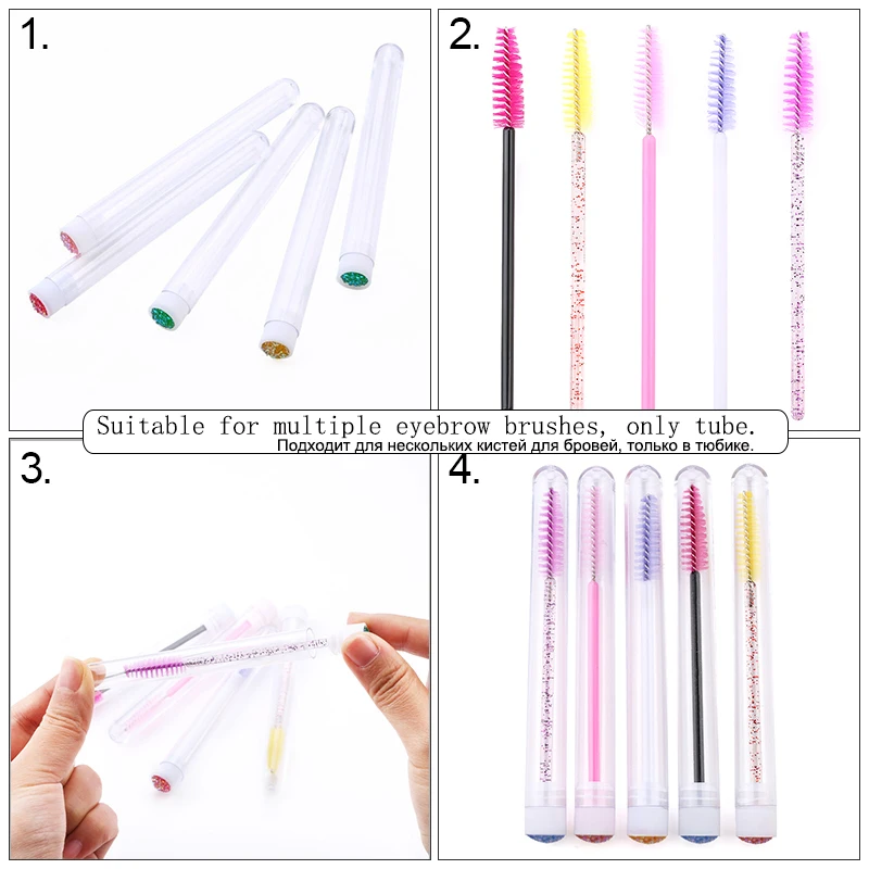 20Pcs Reusable Eyebrow Brush Tube Dust-Proof Eyelash Brush Tube Replaceable Makeup Brushes Mascara with New Eyelash Resin Drill makeup brush set makeup brush