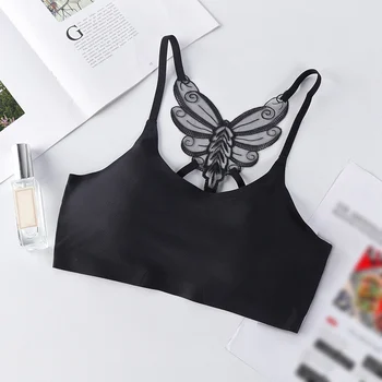 

Beauty Back Padded Seamless Bralette Push Up Bra Sexy Butterfly Embroidered Women Underwear