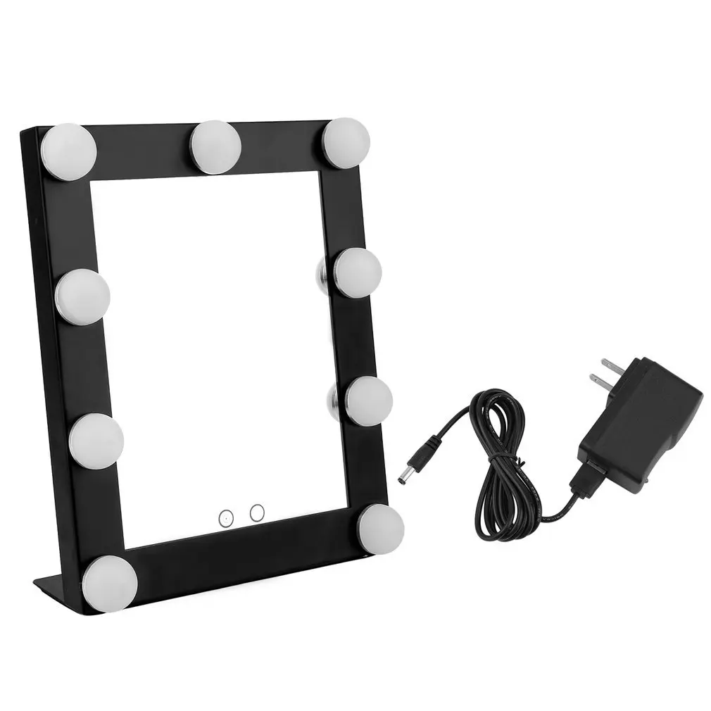 

Vanity Tabletops Lighted Makeup Mirror With 9 LED Bulb Lights Dimmer Beauty Cosmetic Mirror Portable Touch Screen Mirrors Tool