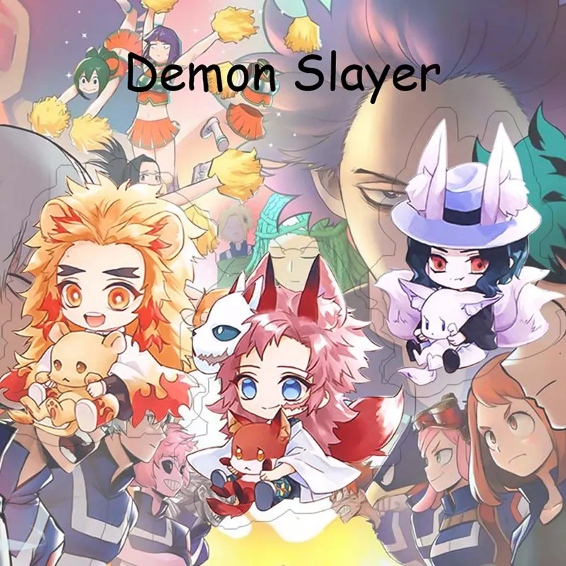 Trendy Anime keychains Demon Slayer Keychain Nezuko Agatsuma Zenitsu Rengoku Kyoujurou Cute Acrylic Key Ring Fans Gift
