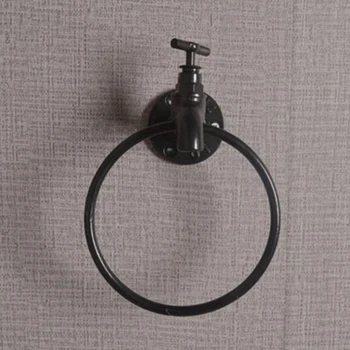 

Wall mounted Ring Hook Black Industrial Retro style Iron Towel Clothes
