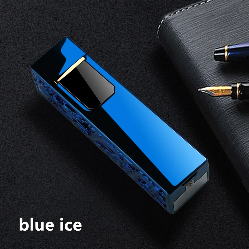 Сменная батарея двойная дуга сенсорный экран индукция удобная зарядка USB smart совместимый подарочная коробка - Color: blue ice