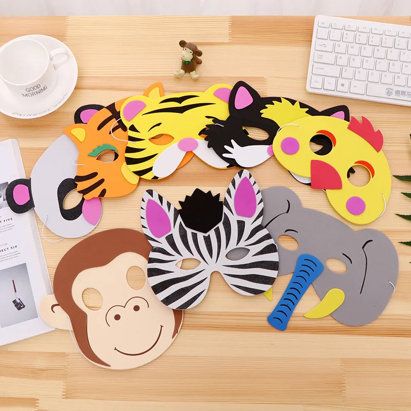 Mascarillas de animales de EVA para niños, 7 Uds., sombrero de juguete, bonito bosque, utillaje de actuación, Cosplay de fiesta de Halloween para chico
