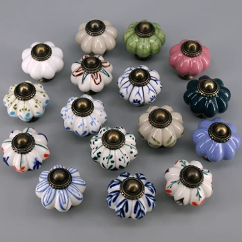 

1PC Hand-painted Ceramic Cabinet Drawer Knob Vintage Pumpkin Door Handle for Drawers Cabinets Doors Furniture Kitchen Decorating