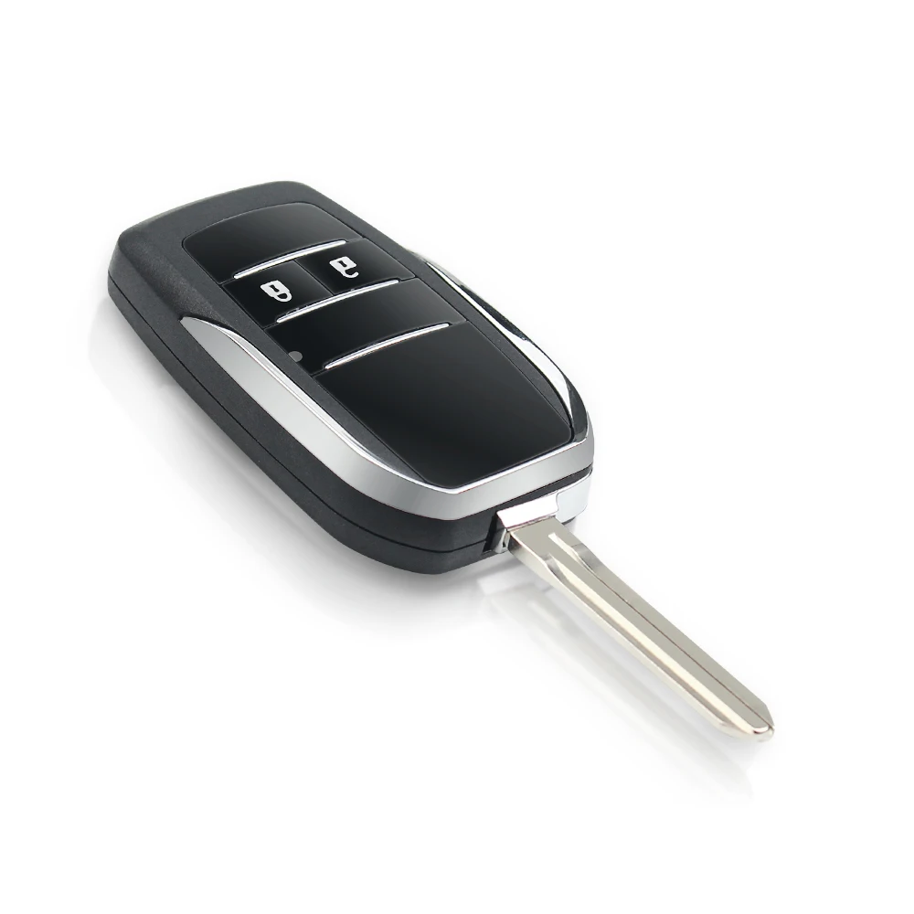 US $76.67 KEYYOU 10pcs Car Flip Key Shell For Toyota Camry Corolla RAV4 Reiz Fob 2 Buttons Modified Remote Key TOY43 Blade Blank Case