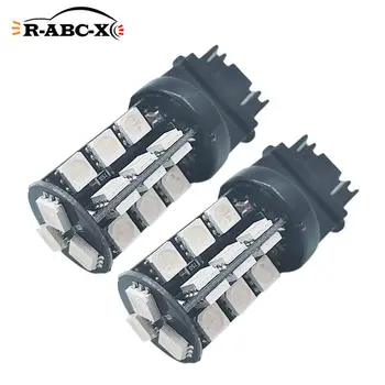 

2 pcs 27smd 3157 T25 led bulb car brake-stop back-up rear reversing lamp vehicle taillight 540lm DC 12V purple