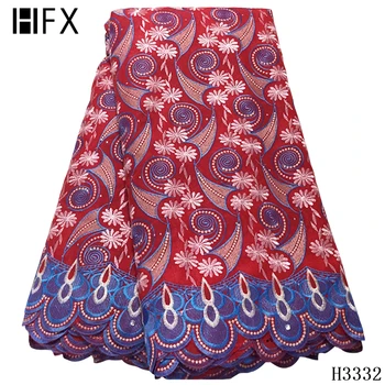 

HFX New style African dry lace fabric with stones 2020 high quality Swiss voile lace cotton lace fabric for party dressF3332