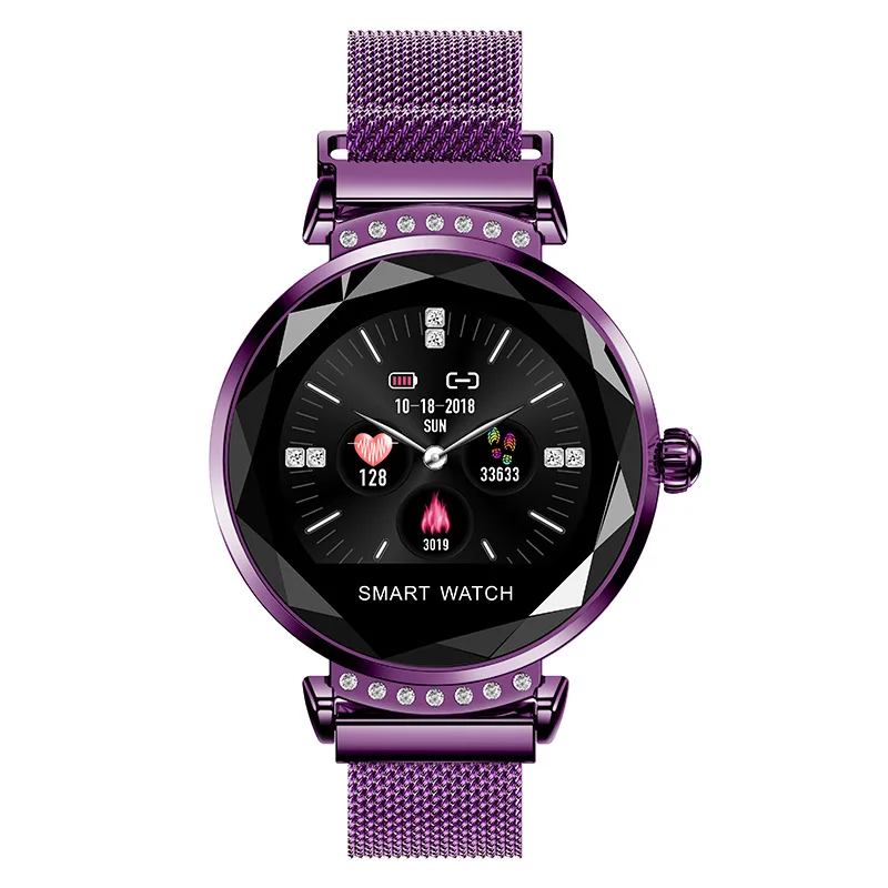 Новейшая мода, Роскошные Смарт-часы для женщин, пульсометр, измеритель артериального давления, фитнес-трекер, регулировка яркости, умные часы - Цвет: purple