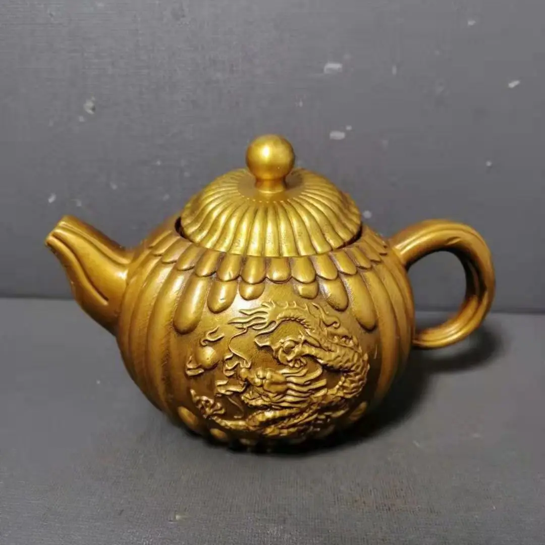 

Brass two dragon pattern wine pot ornaments and household decorations