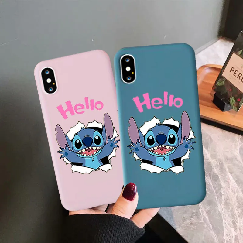 Милый чехол Lilo Stitch для IPhone X, XR, XS, MAX, 7, 8, 6, 6s Plus, мультфильм, Стич, матовый, Imd, мягкий силиконовый чехол для телефона, чехол для Iphone 11