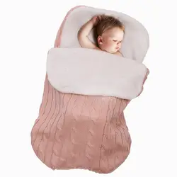 Вязаный для новорожденных одеяло для зимних постельных принадлежностей, коляска, супер мягкая теплая спальная сумка для маленьких