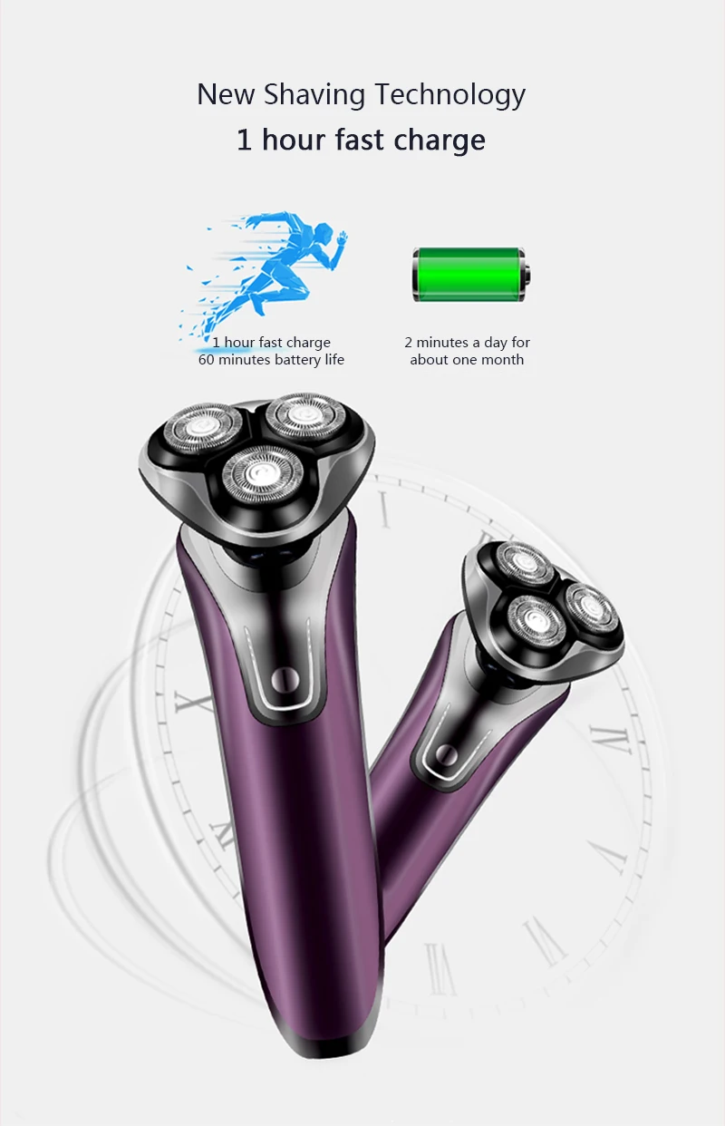 Электробритва, Портативная usb зарядка, для мытья всего тела, электробритва для мытья тела, мужская борода, три ножа, головка, плавающая бритва