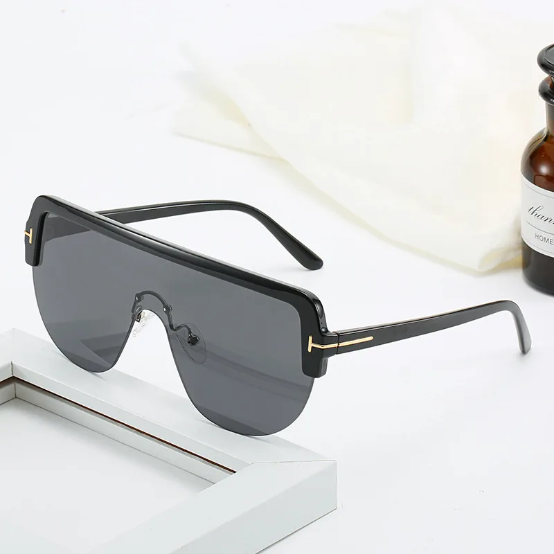 

Oversized Half Sunglasses Women Fashion 2019 New Brand Design Frame Flat Top Sun Glasses Men Uv400 Retro Black Sunglasses De Sol