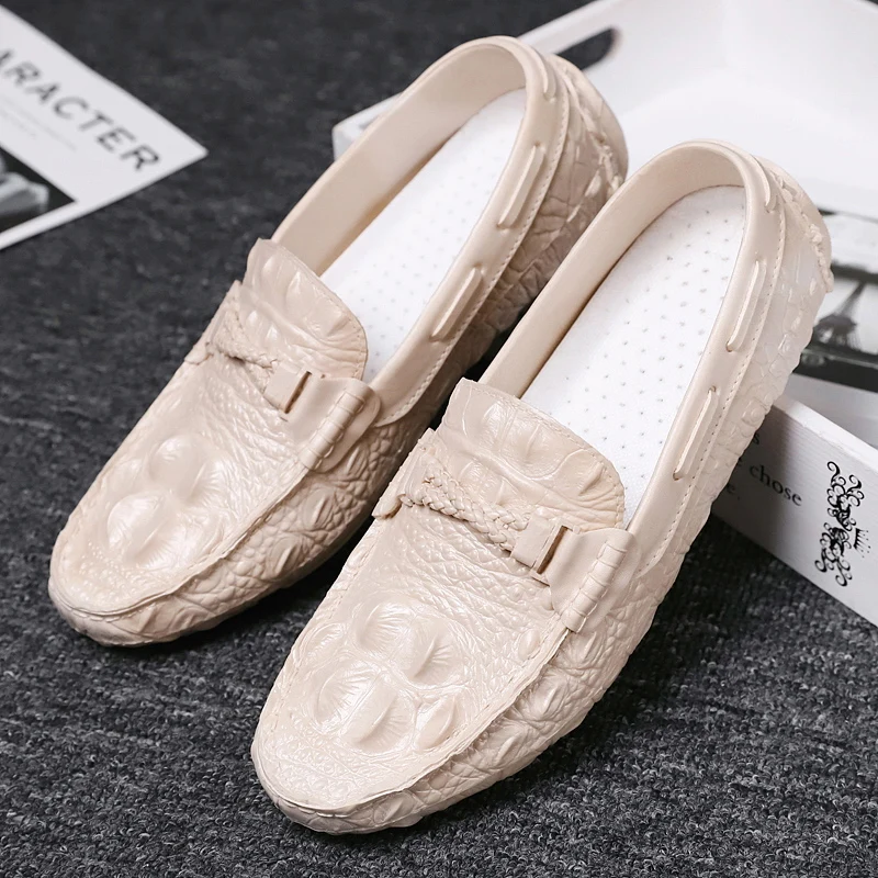Men Casual Leather Shoes Italian Fashion Snake Skin Loafers designer Male Dress Moccasins Homme Tide Men Peas Shoes Lazy Shoes (13)
