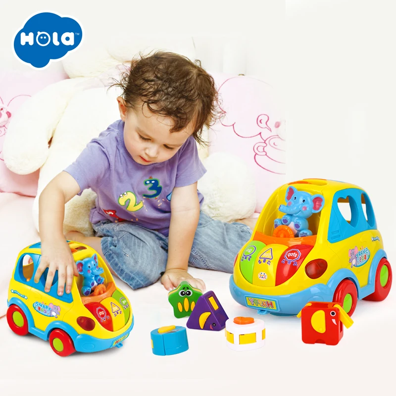 

HOLA TOYS 896 Learning Educational Toys Car Cartoon Child Funny Bus Playing Matching Game Toy For Children Gifts