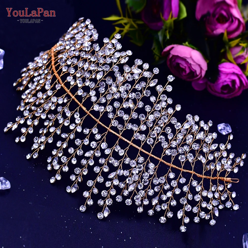 TOPQUEEN HP258 Luxury Silver Crystal Wedding Headband Bridal Hair Accessories Wedding Crowns Women Headbands Bridal Tiara