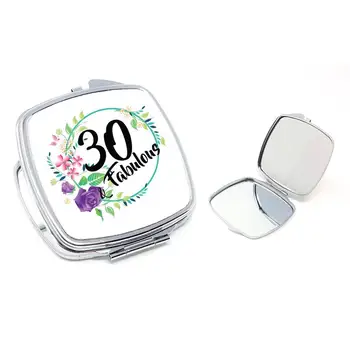 

30 & Fabulous Makeup Cosmetic bag Compact Mirror thirty 30 years old 30th Birthday Party Anniversary Decoration gift present