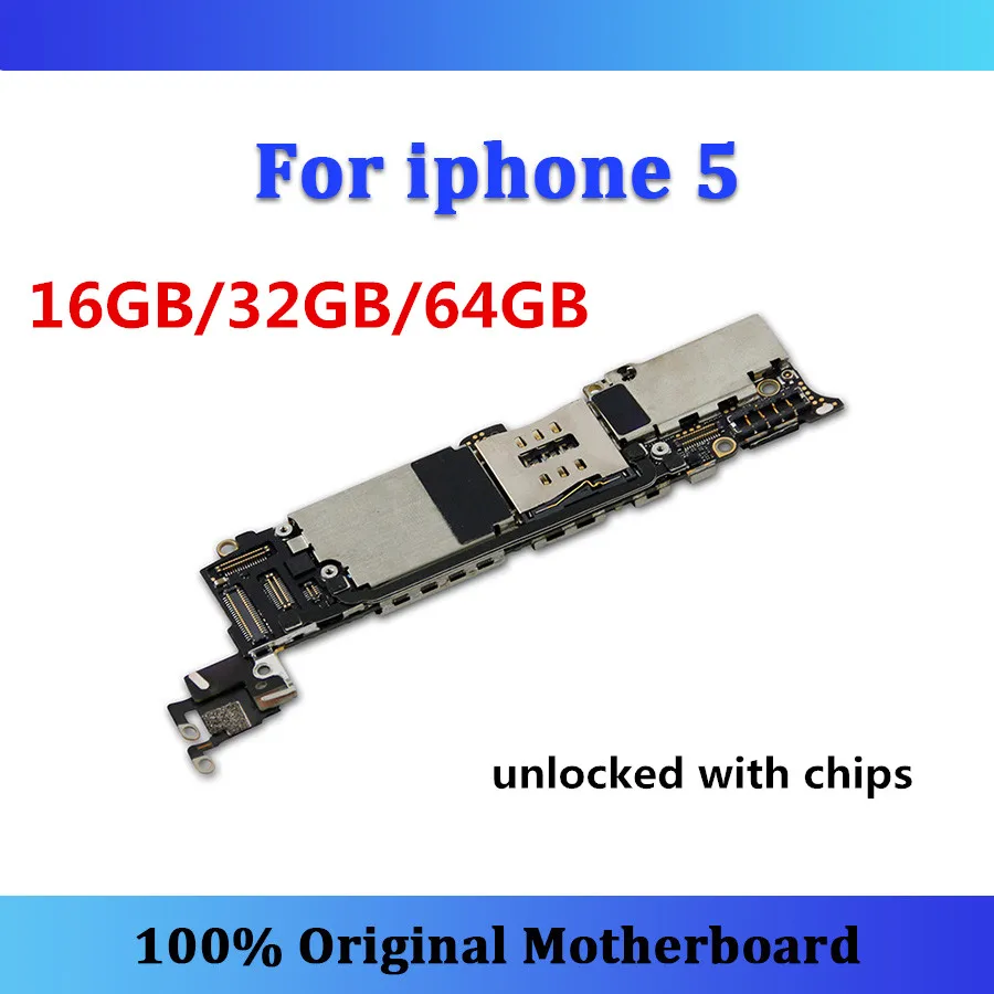 Оригинальная разблокированная материнская плата для iphone 5 заменена для iphone 5 использованная материнская плата с чипами материнская плата IOS обновленная логическая плата