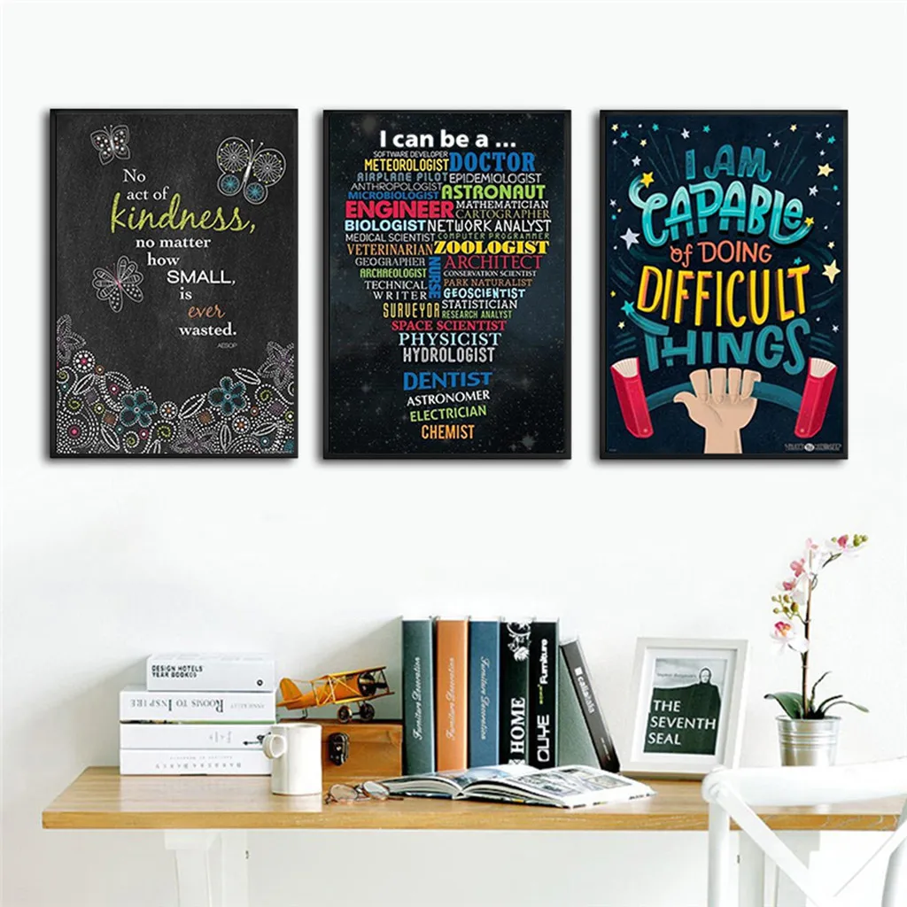Вдохновляющий постер на английском языке картина с цитатами мотивационный плакат для учителя классной комнаты офиса Настенный декор 8x12 дюймов