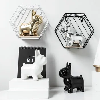 

Nordic Cute Golden Dog Ceramics Ornament Crafts Money Boxes Creative Sculpture Abstract Modern Children's Room Decor Gift MM60XB