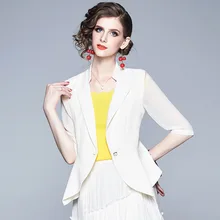 2020 fashion Spring summer women chic coat white irregular Sashes slim female OL work elegant ladies outwear