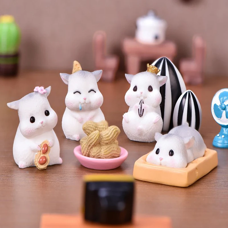 DIY Chic Miniature Fairy Garden Ornament Decor Pot Craft Cute Peeling Peanut Cheese Rat Greedy Hamsters Dollhouse Accessories