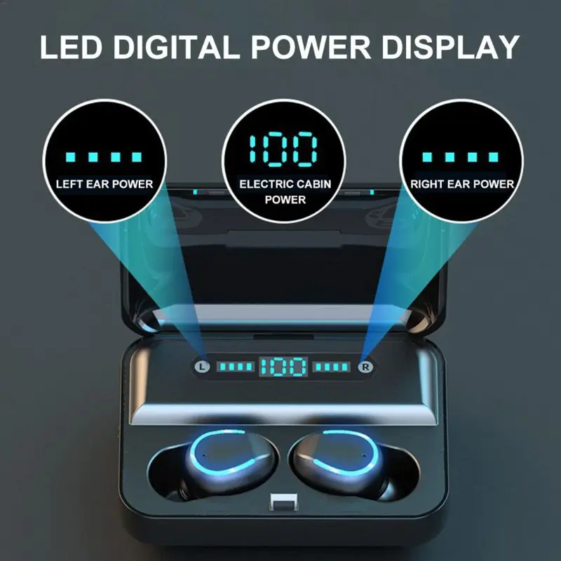 F9 5 Wireless Bluetooth 5 0 In Ear Earphones LED Display Sport Bluetooth Headset