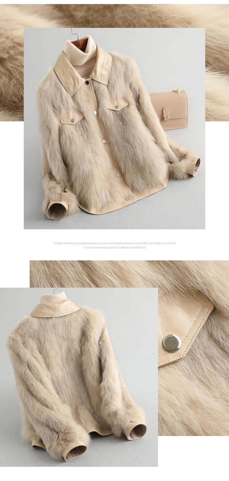 Sale Pudi women winter real fox fur coat jacket lady warm natural fur coats jackets with genuine leather A59886 3