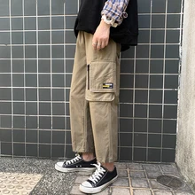 Весна и осень новые японские Ретро красивые дикие большие карманы сплошной цвет модные повседневные брюки армейский зеленый/черный
