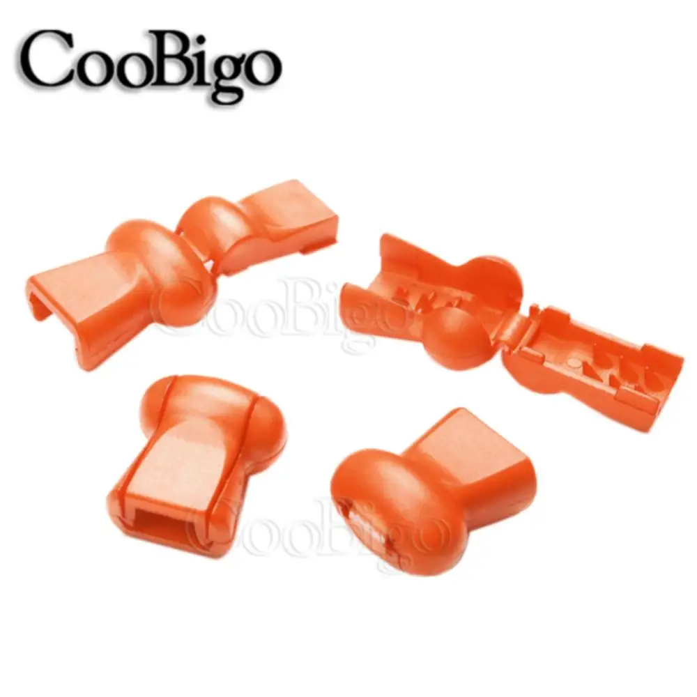 50pcs Colorful Cord Ends Plastic Zipper Pull Clip Cord Lock Molle Tactical Backpack Sportswear Paracord Bag Parts - Color: Orange