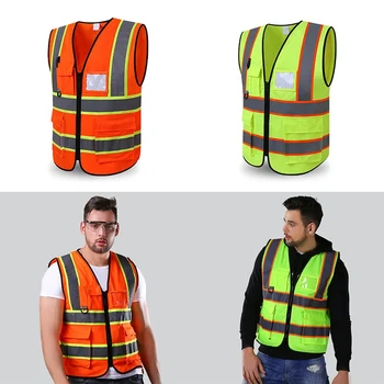 

Reflective Vest High Visibility Multi Pocket Safety Gear Outdoor Protector Tank Top Construction Security Guard Outer Wear