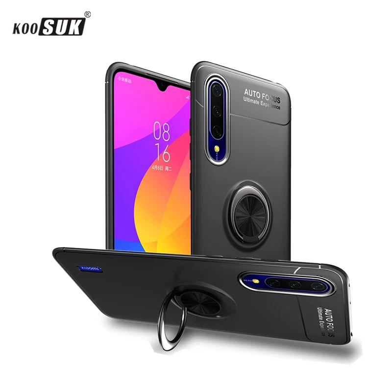 

Xiaomi Mi A3 Lite Case Covers Magnetic Ring Luxury Casing Holder Soft Matte Silicone Phone Back Shell For Xiaomi A3 Cover Coque