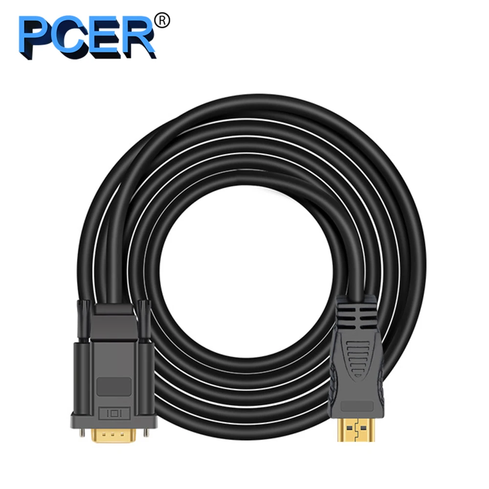 PCER HDMI VGA Cable HDMI to VGA Cable Cord Audio Video male to male cable 1920*1080P For PC Monitor HDTV Projector
