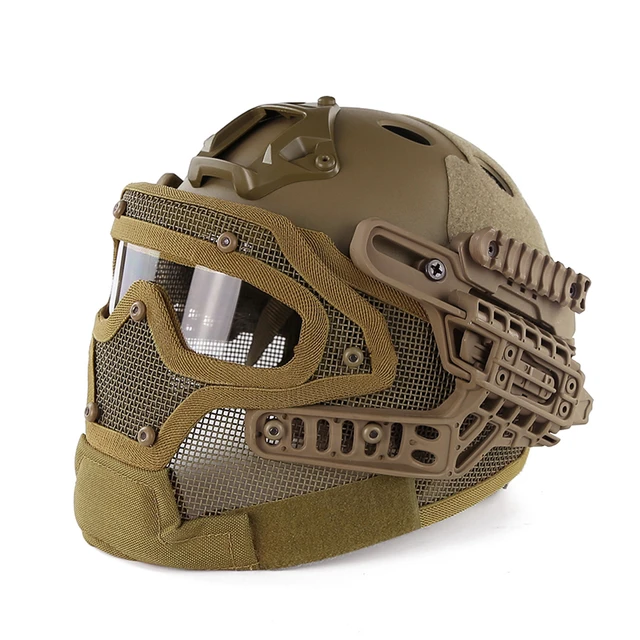 Casque tactique d'extérieur, système G4, intégral avec lunettes de  protection, masque en maille détachable, casque Airsoft pour jeu militaire  - AliExpress