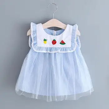 

Cute Stripe Print Lace Dress for Girls Fruit Embroidery Sundress Princess Dress Girls Summer Beach Dresses 1-4 years #20